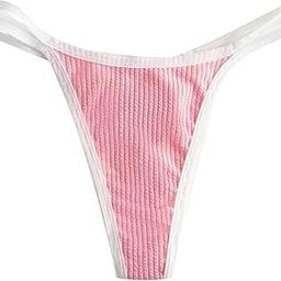 Sexy Women Double Straps Thongs Underwear G-Strings T-Back Low Rise Ribbed Hipster Underpants Package of 2 Size -M Black-picture-38