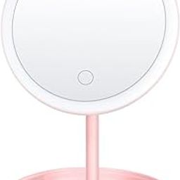 Stand LED Makeup Mirror with Lights – USB Rechargeable, 180° Rotation, Touch Control, 1200mAh Battery, 9W Power, Input Power : 5V-1A Charging time – Portable Vanity Mirror with Cosmetic Storage Base-image-23