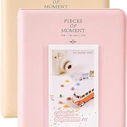 Zenko 2-Pack 64-Pockets Photo Album for Fujifilm Instax Mini 11 Mini12 7s 8 8+ 9 25 50s 70 90, 5 x 7.6 cm Mini Photo Album Compatible with Camera, Photo Book, Name Card Holder (Beige & Pink)-picture-15