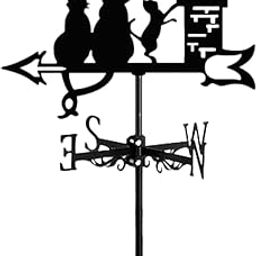 MYADDICTION Cat Figurine Weather Vane Black Iron Animal Wind Vane for Fences Barn Garage-image-4