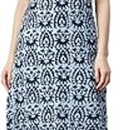 Women Floral Print Cotton Straight Kurta Sleeveless White & Blue-18