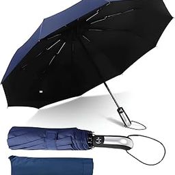 Travel Umbrellas for Rain - Lightweight, Strong, Compact with & Easy Auto Open/Close Button for Single Hand Use - for Men & Women (Blue)-28