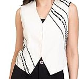 Solid Viscose Lycra Lace Detailed Waistcoat For Women's|V Neck Button Closure Sleeveless Regular Fit Wiastcoat|Fashionable Latest Collection Casual wear-picture-18