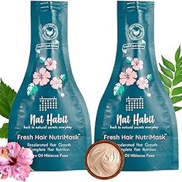 Nat Habit Five Oil Hibiscus NutriMask-Hair Mask For Hair Growth, Conditioning, Smoothening, Dry & Frizzy Hair Enriched with Hibiscus Flowers, Hibiscus , Neem, Curry Leaves (Pack of 2 x 40gm)-8