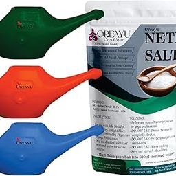 OREAYU™ Durable Unbreakable Jal Neti Pot (3 Pcs 3 Colour) for Sinus Congestion With Neti Salt (200g))-2