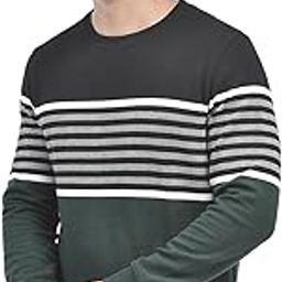 crimsoune club Men's Black Striped Round Neck Sweatshirt-picture-38