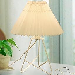 Homesake®Retro Down to The Wire Metal Table Lamp with Fabric Shade, Bedside Lamp Gift Housewarming Home Living Room, Pleated Shade (Off-White)-10
