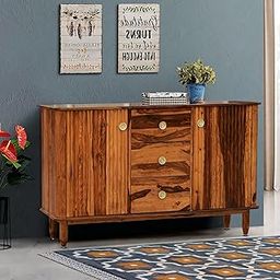 Wooden Point Solid Sheesham Wood Sideboard Cabinet with 3-Drawer Storage and 2 Door Furniture, Modern Design, Multipurpose Use, Furniture for Living, Bed, Guest Room, Home, Hotel Entryway Areas-image-53