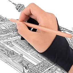 ChiggiWiggi 2 Finger Professional Artist Glove Anti Smudge for Sketching, Painting and Drawing Tablet (Pack of 1)-22