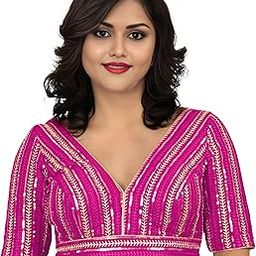 MagicStyle Creation Fancy Designer Blouse for Women for Sarees, Lehengas, and Festivals with Golden Sequin Embroidery V-Neck Georgette Blouse Stylish Ready-to-Wear-image-27