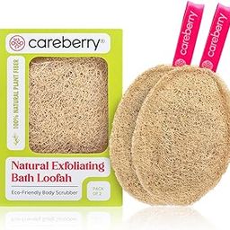 Careberry Natural Exfoliating Bath Loofah | Eco-Friendly Body Scrubber for Smooth & Radiant Skin | Biodegradable, Gentle on Skin | Ideal for Men, Women & Kids | Pack of 2-7
