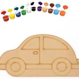 DIY Wooden Car Painting Kit for Kids Age 5+ | MDF Art & Craft Activity Set with 12 Free Colors & 1 Brush | Return Gift for Boys & Girls | Fun Car-Shaped Painting Board for Children-image-67