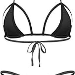 Women's Triangle Bikini Set, Halter Neck Top with Tie Closure-picture-42