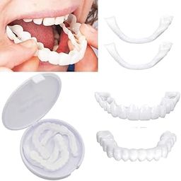 HUBTURE Snap-On Instant Perfect Smile Veneers Comfortable Flex Fit Dentures for Top & Bottom Teeth White Tooth Cosmetic Cover (1)-0