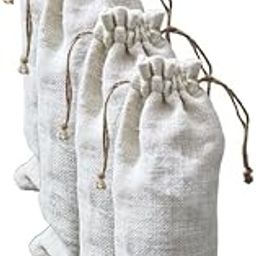 DESHKARI Handmakers Natural Jute Wine Bottle Bag with White Color Pack of 4-16