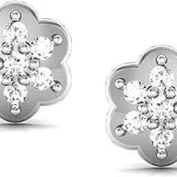 18k (750) White Gold and Diamond Stud Earrings for Women-image-90