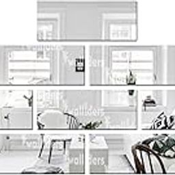 Wall1ders Rectangle 10 Acrylic Mirror Stickers for Wall, Decorative Items Home Decoration for Bedroom, Living Room, Office, Study Room (Silver)-picture-24