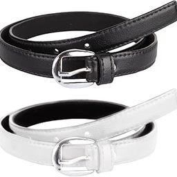 Women's and Girl's PU Leather Belt Combo Pack of 2 Ladies's Girl's Belt For Jeans,Formal Casual Belts Free Size Fit on Upto 36inch Waist Black and White Color-image-35