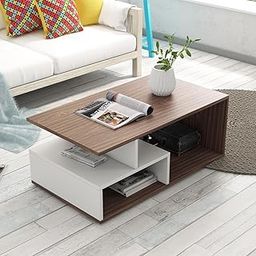 A GLOBIA CREATIONS Max Centre Table Engineered Wood, Frosty White + Exotic Teak Finish | Stylish & Compact | Coffee/Tea Table for Hall or Living Room | Knock-Down Delivery | 3 Years Warranty-image-25