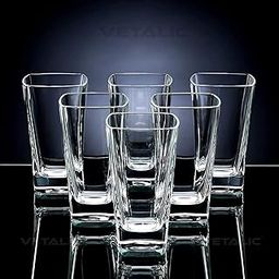 Square Plastic Fiber Glass Set of 6 for Water, Drinking Glass, Juice Glasses, Soda Glass, Beer Glass, Milk Glass, Unbreakable Glass Set, Long Plastic Glass (300ml, Plastic, Transparent)-image-97