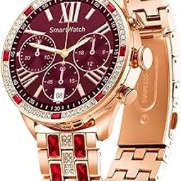 GEN 12 Smartwatch Specially Made for Girl's & Women's Birthday Gift Wedding Gift Music Smartwatch Gold Strap, 1.30 Inch Amoled Sunlight Proof Display, Red(GEN - 12)-48