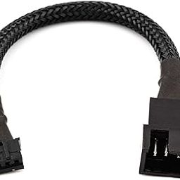 CRJ 4-Pin PWM GPU Fan Adapter Cable All Black Sleeved for Graphics Cards-image-82