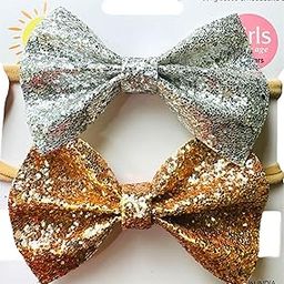 baby Girls gold silver hair band Accessories hairband headwraps soft fabric-2 pack headbands for girls-image-22