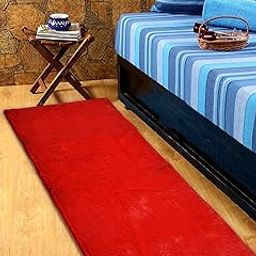 Kuber Industries Fluffy Shaggy Rug Bedside Runner for Home D cor (Red)-HS40KUBMART23989, Standard-image-20