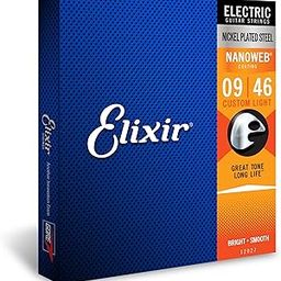 Elixir 6 String Electric Guitar Strings, Custom Light 9-46, Nanoweb Coating-image-76