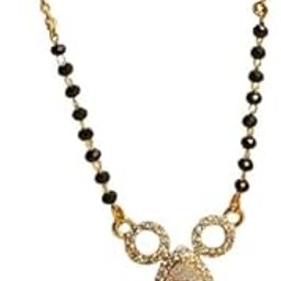 925 Sterling Silver Mangalsutras For Women | Double Diamond Cut Cubic Zerconia Pure Silver Gold Plated Mangalsutras For Women-image-0