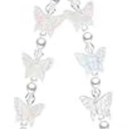 Iridescent Butterfly Phone Charm, Pearl Beaded Mobile Strap, White-picture-21