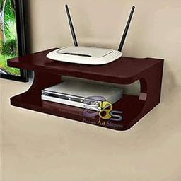 FURNIFOX Wooden Set Top Box Wall Shelf WiFi Router Holder Wooden Wall Shelves | Setup Box Stand for Home (Brown)-23
