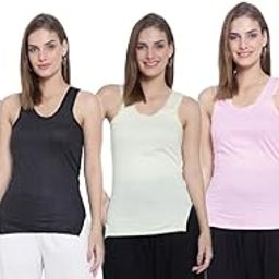 Women Pure Cotton Thick Strap Camisole/Spaghetti Combo (Pack of 5)-image-45