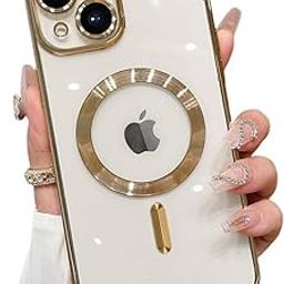 VONZEE Electroplating Transparent Clear Logo Cover for iPhone 15 Plus Case 6.7 inch, Electroplated TPU Cover, Full Body & Individual Camera Protection for Each Lens Bumper Cases (Gold)-22