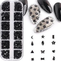 S.A.V.I 12 Grids Black Resin Rhinestones - Nail Art DIY Kit-image-112