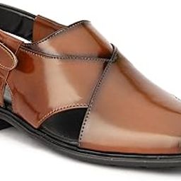 Men's Ethnic Peshawari Sandals | Synthetic Leather Slip-On Footwear for Wedding, Parties | Traditional Outdoor Sandals for Men-image-60