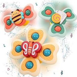 Wembley Suction Spinner Toy for Baby Bath Toys for Kids | Fidget Spinner Spinning Sensory Toddler Water Toy Sticks to Car Window Table High Chair Flight Travel Toy| Birthday Return Gift for Kids 3 Pcs-3