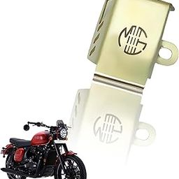 MOTO GENIUS Stainless Steel Rear Brake Oil Container Guard for JAWA 42, Perak and Bobber | Durable Protection & Stylish Design for Motorcycles (Silver)-24