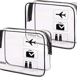 Clear Toiletry Bag, 2 Packs TSA Approved Water Resistant Quart Size Travel Organizer, Airport Airline Travel Essential Carry On Makeup Cosmetic Bag (Black)-image-10