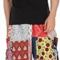 Men'S Loose Fit Harem Pants Pure Cotton Multicolor Patch Work Yoga Wide Leg Pajama Every Pic Is Unique (Different To Another)-Free Size Upto 28 To 38 Inches (Assorted Color), Mid Rise-image-17