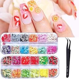 MAYCREATE® 2 Boxes 3D Nail Art Kit Fruit Polymer Slices DIY Nail Art Slices Colorful Crystal Flower Fruit Clay Nail Slice Nails Sequins DIY Nail Art Marking Tools-image-62