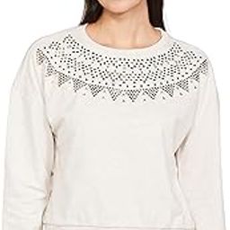 Polyester Women Embellished Drop Shoulder Round Neck Sweatshirt-image-37