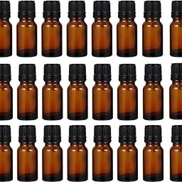 Mkd2 Rise Empty Amber Glass Bottle 10 ml, Set of 24 with Leak Proof Euro Dropper Black Cap Ideal to Store Essential Oils, Medicines & Refillable-13