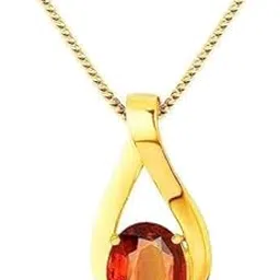 akshita gems 14.25 Ratti /13.00 Carat Certified Natural Gemstone Gomed Hessonite Stone Panchdhaatu Stone Pendant Locket Gold Plated Pendant Locket for Man and Women-picture-29