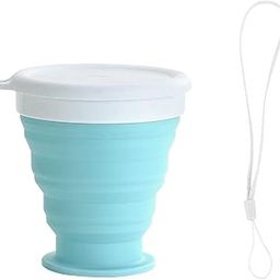 TASKHOUSE Collapsible Outdoor Travel Cup Silicone Folding Water Cups with Lids Reusable Drinking Glasses hot Cups Mug 200ml Pack of 1 (Blue)-picture-12