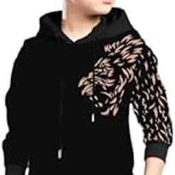 Kids Boys Casual Hooded Neck Lion Printed Full Sleeves Comfortable Cotton Blend Fabric T-Shirt-image-8