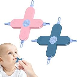 SNOWIE SOFT® 4 In 1 Baby Nose Cleaner for New Born Baby Grooming Tool Nasal Cleaning Tool Booger Ear Wax Booger Remover Kit Finger Safe Gentle Multi in One Tweezers for Nose New Born Essentials-10