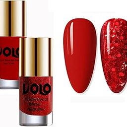 Volo Ultra Lasting Glow Shine Pack of 2 Nail Polish (Red, Red Glitter) 19.8 ml-27