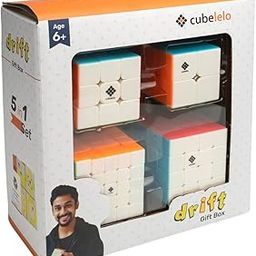 Cubelelo Drift 5-in-1 Cube Gift Box | 2x2, 3x3, 4x4, 5x5 and Secret Tutorial for Cubes Guide Book | Suitable for Kids & Adults | Magic Speedy Stress Buster Brainstorming Puzzle Multicolor Combo Set-20