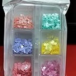 Craft Glitter Confetti Set, 6 Colors, Heart Shaped Sequins, Pastel Pink Blue Yellow Purple Mint-image-66